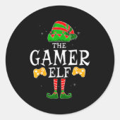 The Gamer Elf Group Matching Family Christmas Holi Runder Aufkleber (Vorderseite)