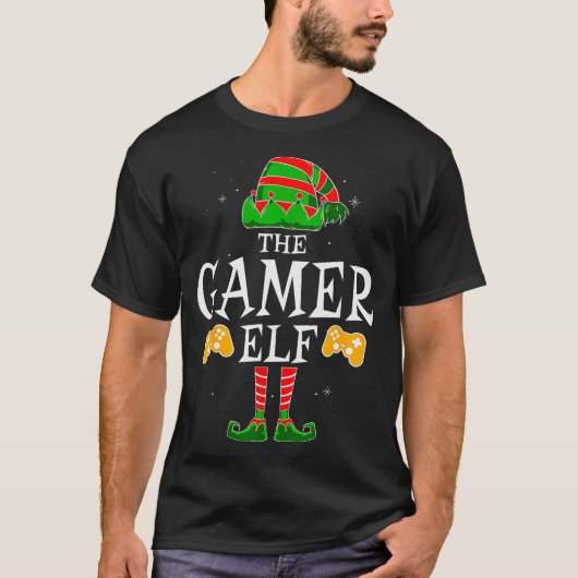 The Gamer Elf Group Matching Family Christmas Holi T-Shirt (Vorderseite)