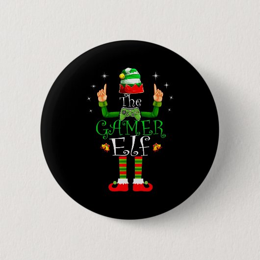 The Gamer Elf Matching Family Christmas Pajama Shi Button (Vorderseite)