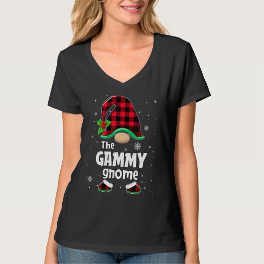 The Gammy Gnome Buffalo Plaid Christmas Matching F T-Shirt (Vorderseite)