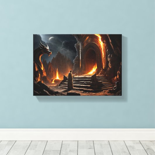 The Gate of the Fire Realm: Eine Heldenkonfrontati Leinwanddruck (Insitu (Holzboden))