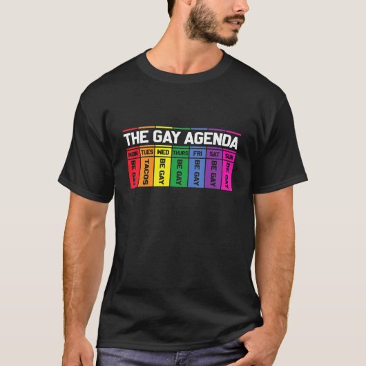 The Gay Agenda Tacos LGBT Flag Lesbian Trans Queer T-Shirt (Vorderseite)