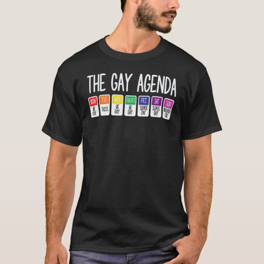The Gay Weekly Agenda LGBT Pride Rainbow T-Shirt (Vorderseite)