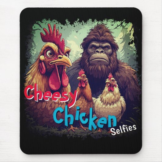 "The Ghost Photobomb Bigfoot" Cheesy Chickens  Mousepad (Vorne)