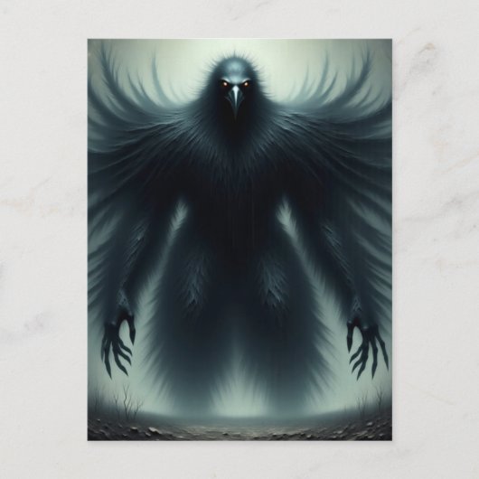 The giant black bird with human arms dark fantasy postkarte (Vorderseite)