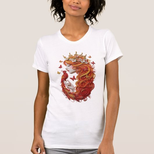 The "Gilded Phoenix & Bloom" Premium 3D Paper Quil T-Shirt (Vorderseite)