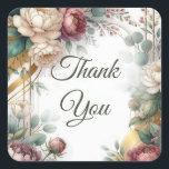 The Gilded Secret Garden Floral Glam Wedding  Quadratischer Aufkleber<br><div class="desc">Matching items available.</div>