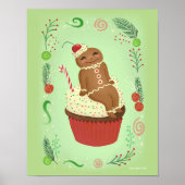 The Gingerbree Man on Festive Cupcake Art Print Poster (Vorne)