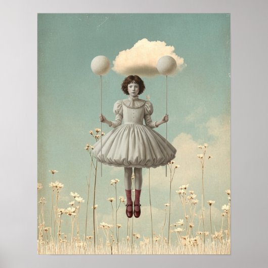 The Girl & Her Cloud | Surreal Storybook Art Poster (Vorne)