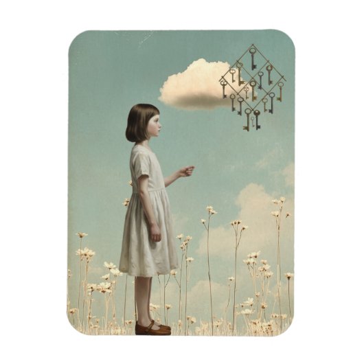 The Girl & Her Key Kite | Surreal Storybook  Magnet (Vertikal)