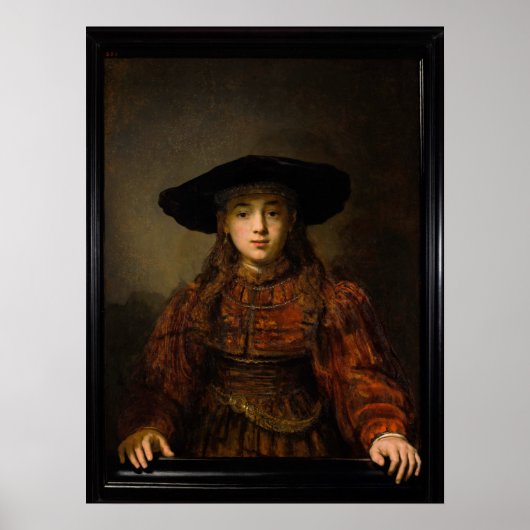 The Girl in a Picture Frame by Rembrandt Poster (Vorne)