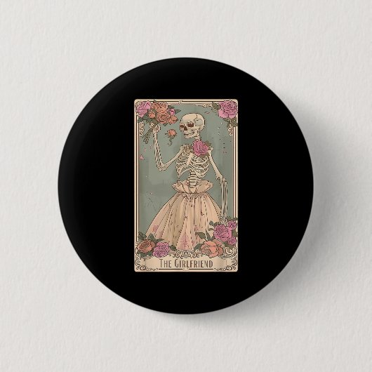 The Girlfriend Tarot Card Couple Skeleton Gothic H Button (Vorderseite)