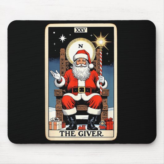The Giver Santa Tarot Card Style Christmas Graphic Mousepad (Vorne)