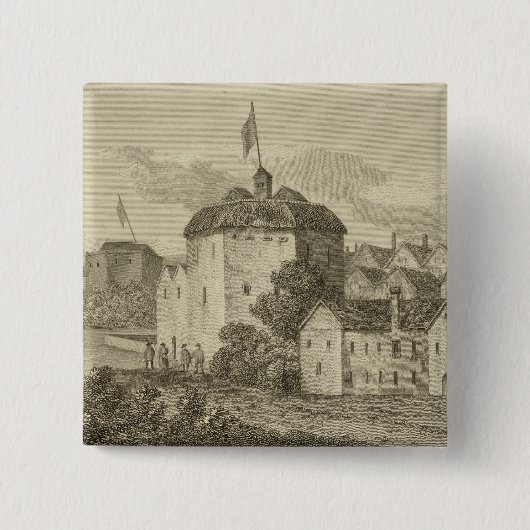 The Globe-Theater auf dem Bankside, wie es i Button (Vorderseite)