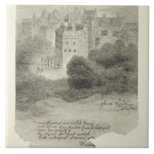 The Globe-Theater, Bankside, Southwark, nach einem Fliese (Vorderseite)