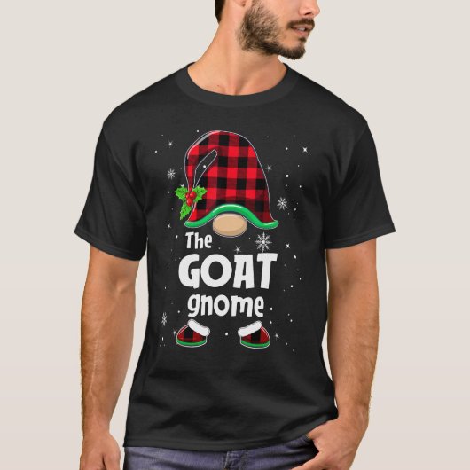 The Goat Gnome Buffalo Plaid Christmas Matching Fa T-Shirt (Vorderseite)