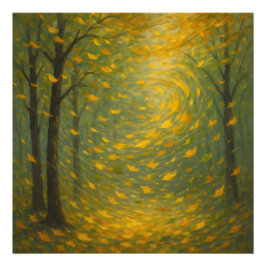 The Golden Autumn Dance: A Vortex of Falling Leave Fotodruck