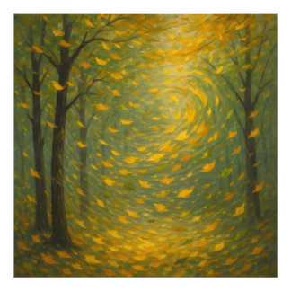 The Golden Autumn Dance: A Vortex of Falling Leave Fotodruck