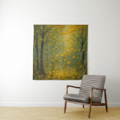 The Golden Autumn Dance: A Vortex of Falling Leave Wandteppich (Beispiel)