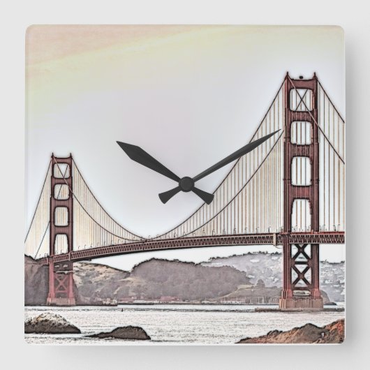 The Golden Gate Bridge - San Francisco, Kalifornie Quadratische Wanduhr (Vorderseite)