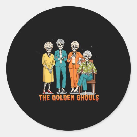 The Golden Ghouls Skeleton Halloween Idea Funny Runder Aufkleber (Vorderseite)