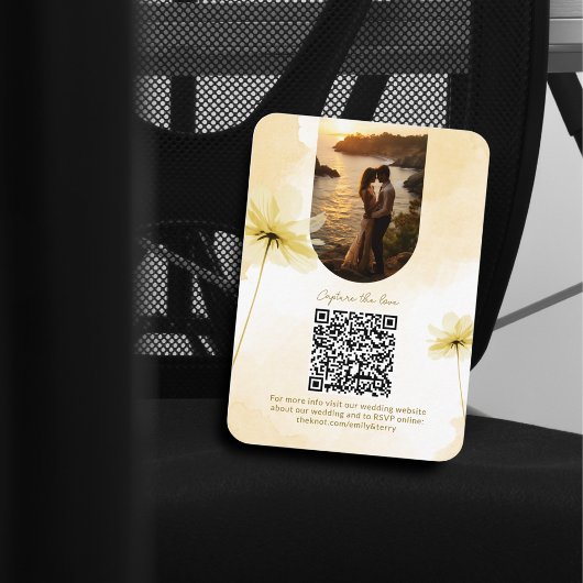 The Golden Hour Grace 2 Foto QR Code Wedding RSVP Begleitkarte