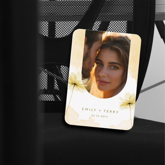 The Golden Hour Grace 2 Foto QR Code Wedding RSVP Begleitkarte