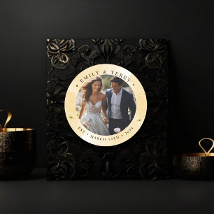 The Golden Hour Grace Foto & Floral Wedding Runder Aufkleber