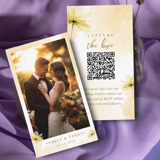 The Golden Hour Grace Foto QR Code Wedding RSVP Begleitkarte