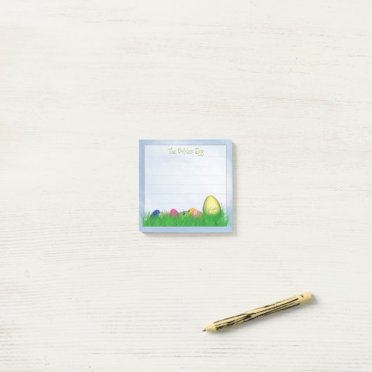 "The Golden Oaster Egg" - Blue Sky Lined Post-it Klebezettel (Auf Schreibtisch)