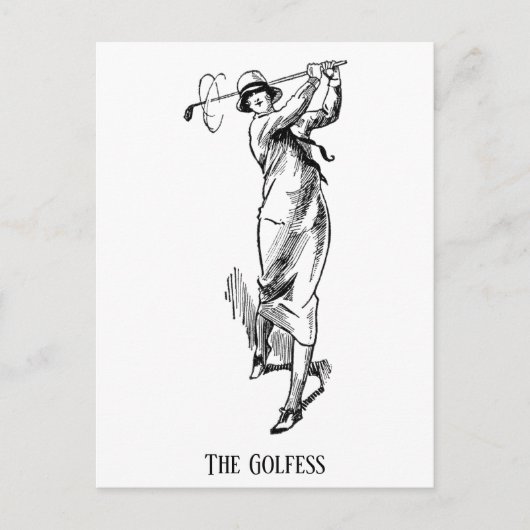 "The Golfess" Vintage Lady Golfer Postkarte (Vorderseite)