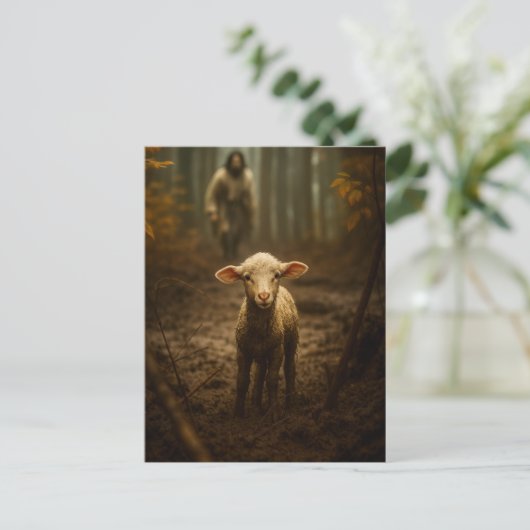 The Good Shepherd and the Lost Lamb – Jesus & Lamb Postkarte (Stehend Vorderseite)