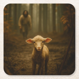 The Good Shepherd and the Lost Lamb – Jesus & Lamb Rechteckiger Pappuntersetzer