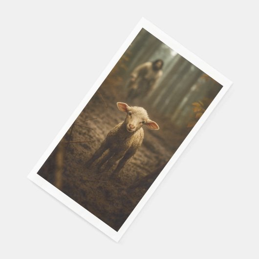The Good Shepherd and the Lost Lamb – Jesus & Lamb Serviette (Ecke)