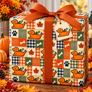 The Goodog™ Kürbis-Patchwork-Hund Geschenkpapier
