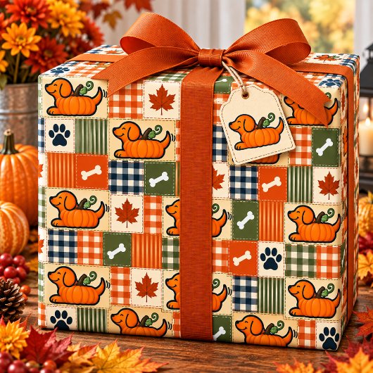 The Goodog™ Kürbis-Patchwork-Hund Geschenkpapier