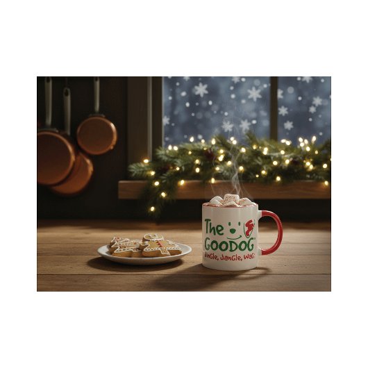 The Goodog™ Smiling Dog Silhouette Christmas Zweifarbige Tasse
