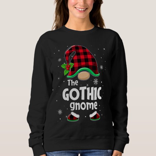 The Gothic Gnome Buffalo Plaid Christmas Matching Sweatshirt (Vorderseite)