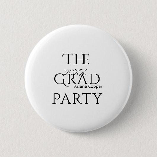 The grad party name 20XX bold letter graduatsimple Button (Vorderseite)