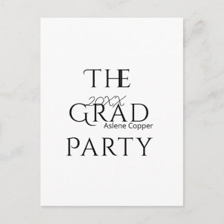 The grad party name 20XX bold letter graduatsimple Postkarte