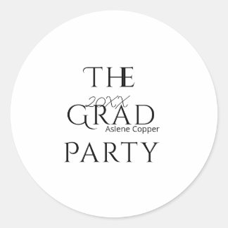 The grad party name 20XX bold letter graduatsimple Runder Aufkleber
