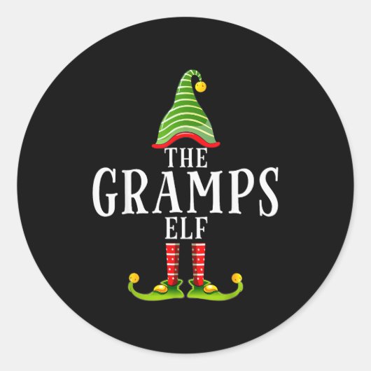 The Gramps Elf Funny Matching Pajama Xmas  Runder Aufkleber (Vorderseite)