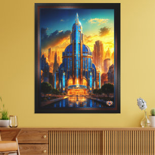 The Grand Art Deco Blue Plaza Pavillon von Xzendor Leinwanddruck