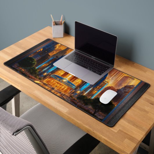 The Grand Art Deco Blue Plaza Pavillon von Xzendor Schreibtischunterlage (Büro 2)