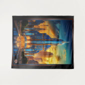 The Grand Art Deco Blue Plaza Pavillon von Xzendor Wandteppich (Vorderseite (Horizontal))