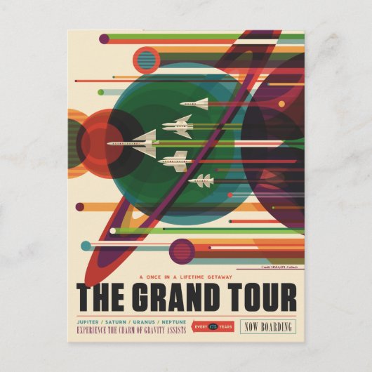 The Grand Tour - Retro NASA Reiseplakat Postkarte (Vorderseite)