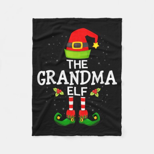 The Grandma Elf Christmas Family Matching Pajama Fleecedecke (Vorderseite)