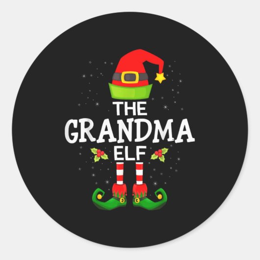 The Grandma Elf Christmas Family Matching Pajama  Runder Aufkleber (Vorderseite)