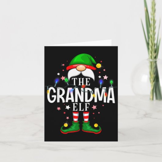 The Grandma Elf Christmas Family Pajama Party Karte (Vorderseite)