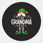 The Grandma Elf Christmas Family Pajama Party Runder Aufkleber (Vorderseite)